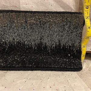 Black and silver beaded clutch bag